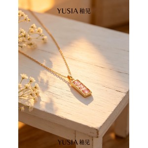 YUSIA 釉见 亮面金砖简约几何吊坠项链