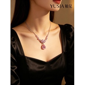 YUSIA 釉见 繁花簇水滴锆石轻奢吊坠项链
