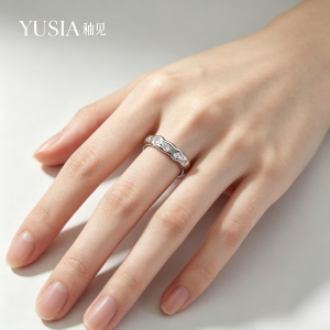 YUSIA 釉见 起伏曲面错落几何碎锆石通勤戒指