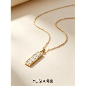 YUSIA 釉见 亮面金砖简约几何吊坠项链