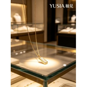YUSIA 釉见 亮面金砖简约几何吊坠项链