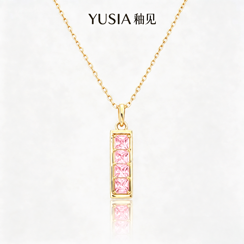 YUSIA 釉见 亮面金砖简约几何吊坠项链