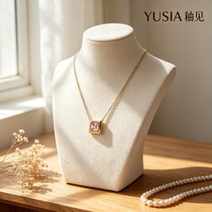 YUSIA 釉见 金框方糖锆石轻奢项链