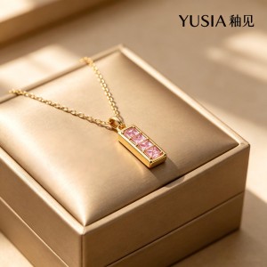 YUSIA 釉见 亮面金砖简约几何吊坠项链