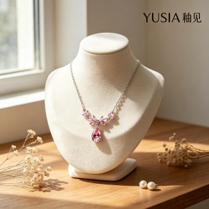 YUSIA 釉见 羽翼叶簇水滴锆石轻奢吊坠项链