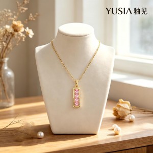 YUSIA 釉见 亮面金砖简约几何吊坠项链