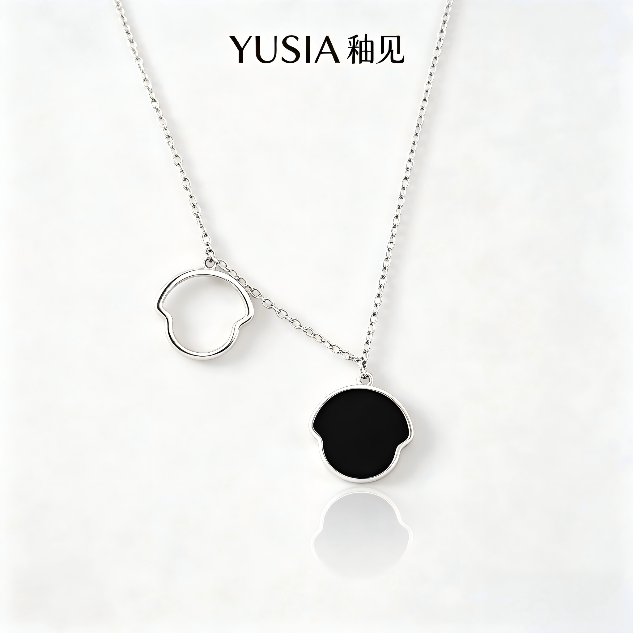 YUSIA 釉见 剪影双吊坠叠戴珐琅轻奢锁骨链