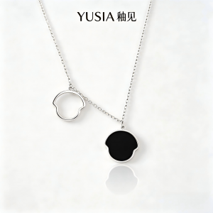 YUSIA 釉见 剪影双吊坠叠戴珐琅轻奢锁骨链