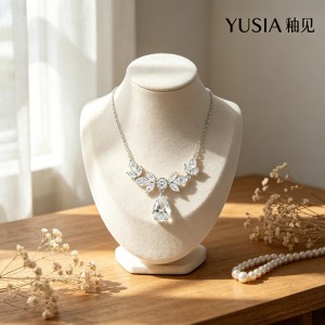 YUSIA 釉见 羽翼叶簇水滴锆石轻奢吊坠项链