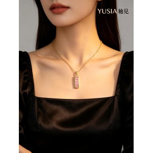YUSIA 釉见 亮面金砖简约几何吊坠项链