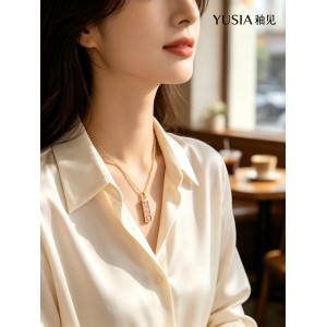 YUSIA 釉见 亮面金砖简约几何吊坠项链