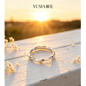 YUSIA 釉见 起伏肌理波浪锆石细银戒指