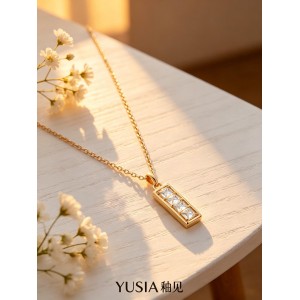 YUSIA 釉见 亮面金砖简约几何吊坠项链