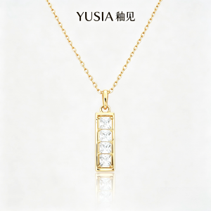 YUSIA 釉见 亮面金砖简约几何吊坠项链