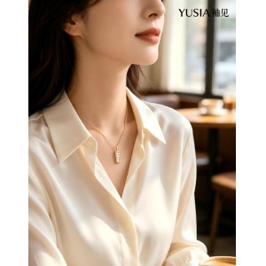 YUSIA 釉见 亮面金砖简约几何吊坠项链