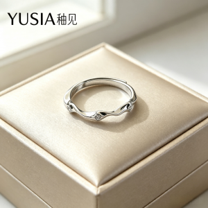 YUSIA 釉见 起伏肌理波浪锆石细银戒指
