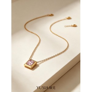 YUSIA 釉见 金框方糖锆石轻奢项链