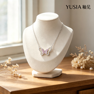YUSIA 釉见 粉蝶双飞蝴蝶锁骨链