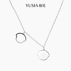 YUSIA 釉见 剪影双吊坠叠戴珐琅轻奢锁骨链