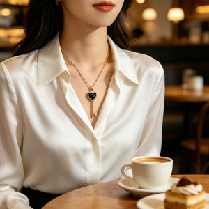 YUSIA 釉见 情锁心匙珐琅轻奢吊坠链