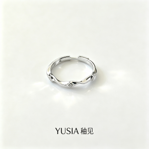YUSIA 釉见 起伏肌理波浪锆石细银戒指