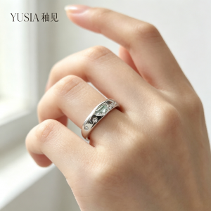 YUSIA 釉见 方圆混合镶锆石错落星光通勤戒指